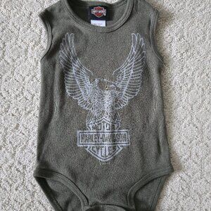 Harley-Davidson Olive Green Gender Neutral Sleeveless Onesie